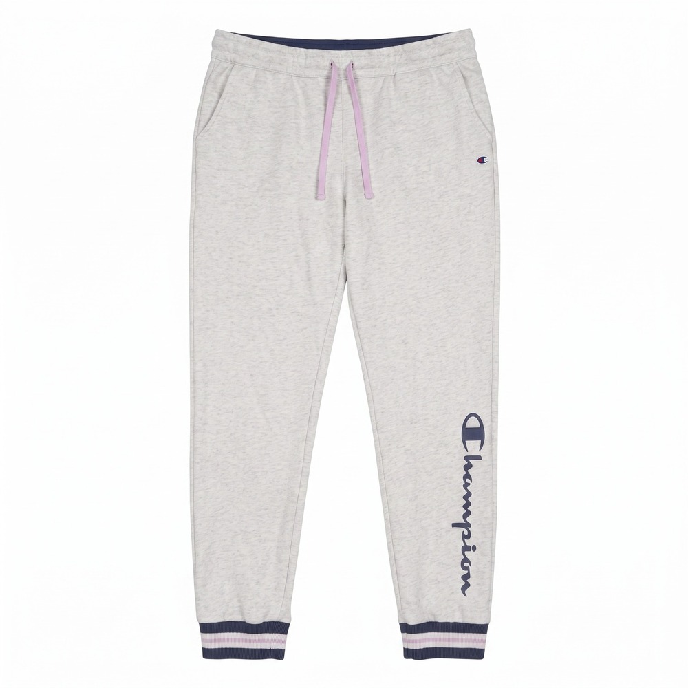 Champion Womens Large French Terry Joggers Gray Pink Navy Logo Sweatpants
